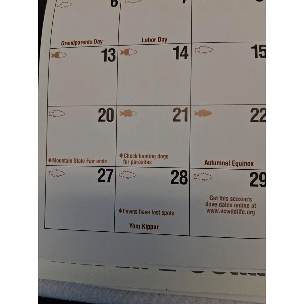 North Carolina Wildlife Commission wall calendar